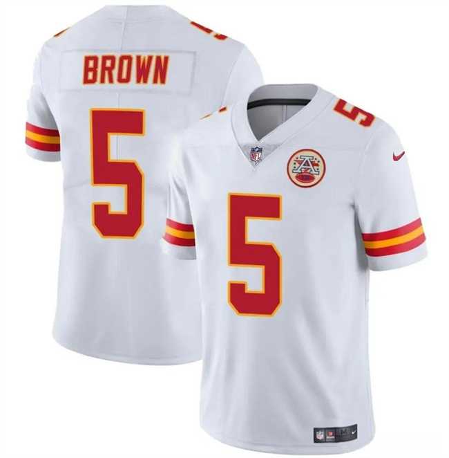 Men & Women & Youth Kansas City Chiefs #5 Hollywood Brown White Vapor Untouchable Limited Stitched Jersey